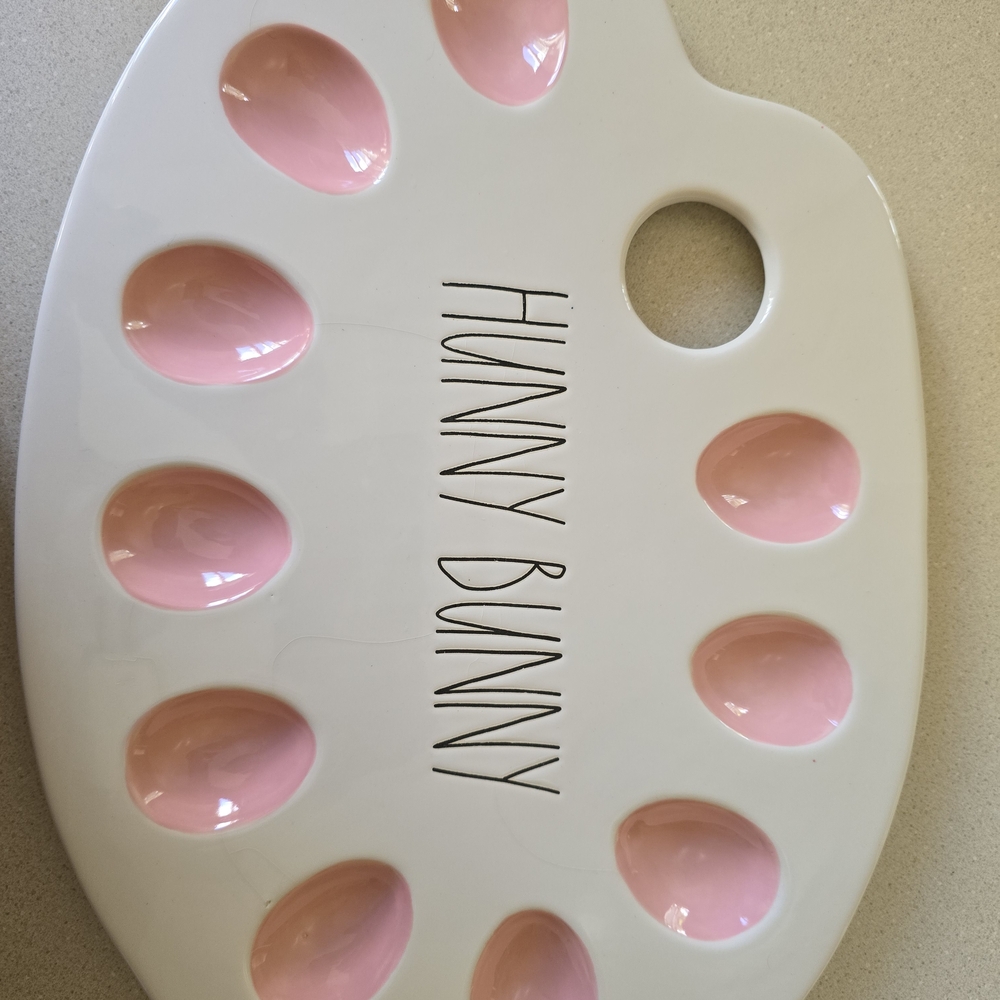 Rae Dunn Hunny Bunny Pink and White Egg Holder